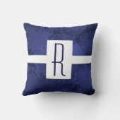 青い斑点のモノグラム クッション (裏面)