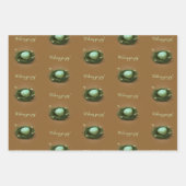 青い斑点の卵が草の巣にいる - 3つのカスタムテキスト ラッピングペーパーシート (正面3)