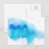 青い斑点、水色抽象芸術手絵を描 ポストカード (正面/裏面)
