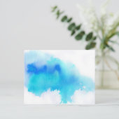 青い斑点、水色抽象芸術手絵を描 ポストカード (スタンド正面)
