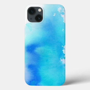 青い斑点、水色抽象芸術手絵を描 iPhone 13ケース