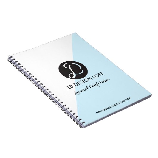 青い斜モダン線のカスタムロゴ会議 ノートブック (右側)