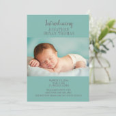 青い新生児写真の生誕発表 案内状 (スタンド正面)
