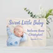 青い新生児、写真（名前あり） 案内状 (スタンド正面)