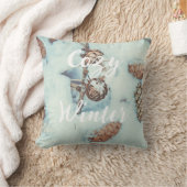 青い新雪のカラマツのコーン クッション (ブランケット)