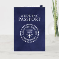 青い旅行先の結婚式のパスポート