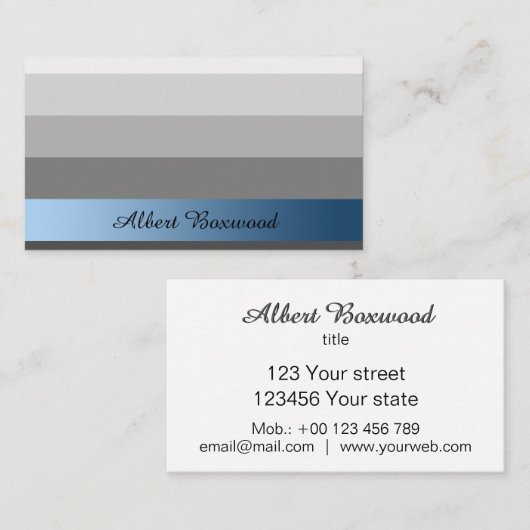 青い旗のカスタムの文字が付いている勾配の銀 名刺 (正面/裏面)