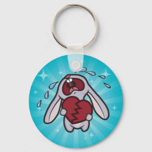 青い日が差すことKeychainが付いている壊れた心があるバニー キーホルダー