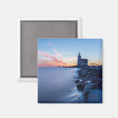 青い日の出のパード・ヴァン・マルケン灯台 マグネット (正面/裏面)