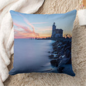 青い日の出のPaard van Markenの灯台 クッション (ブランケット)