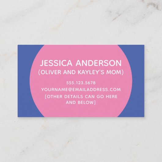 青い日付のピンクよくはしゃぐの遊円 コーリングカード (裏面)