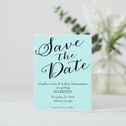 青い日付を保存 案内ポストカード (スタンド正面)