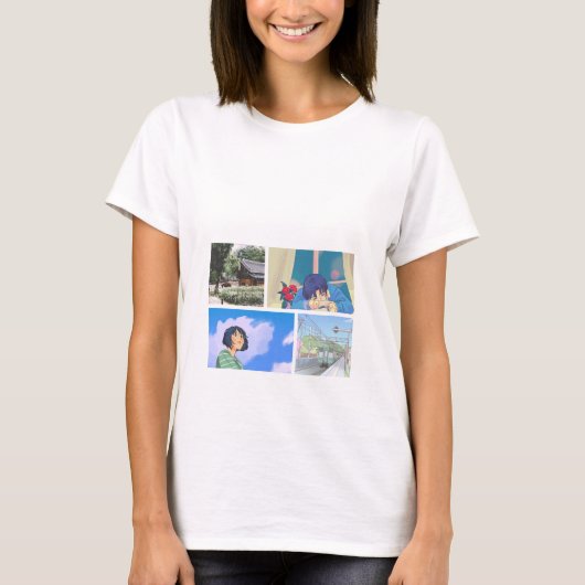 青い日本のアニメ少年パーカー Tシャツ (正面)