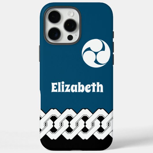 青い日本のチェーンとスパイラルパターンのケース – メイトi Case-Mate iPhoneケース (裏面)