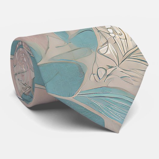 青い日本の花のアートワーク ネクタイ (ロール)