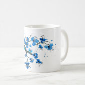 青い日本の花水彩コーヒーマグ コーヒーマグカップ (正面右)