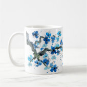 青い日本語はコーヒー・マグ水彩画の活気付きます コーヒーマグカップ (左)