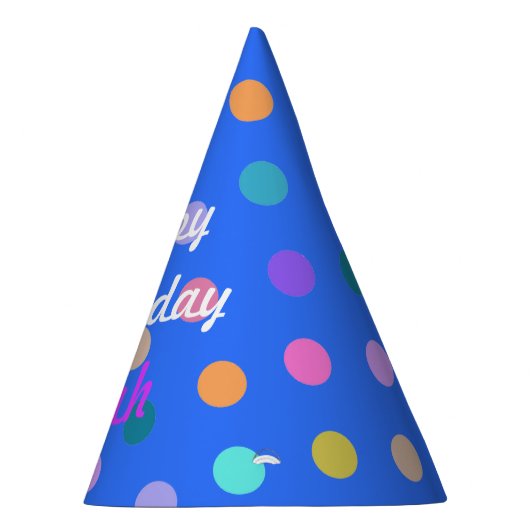 青い明るいおもしろい水玉模様カスタムの誕生日ハット パーティーハット (右)
