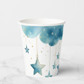 青い星が揺れる紙コップ 紙コップ (正面)