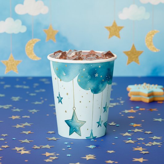 青い星が揺れる紙コップ 紙コップ