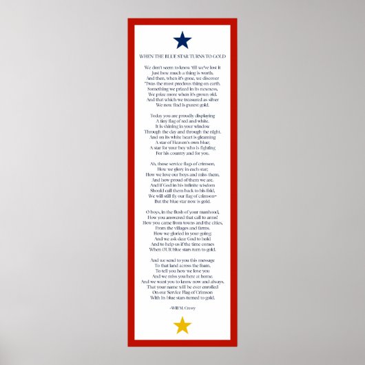 青い星が12x36サイズの金ゴールドに変わる場合 ポスター (正面)