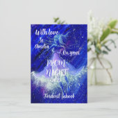 青い星とフィギュアの高校プロムのダンスを描く 招待状 (スタンド正面)