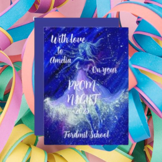 青い星とフィギュアの高校プロムのダンスを描く 招待状