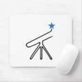 青い星と一筆描きの望遠鏡 マウスパッド (マウス)
