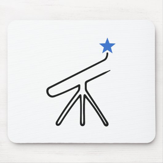 青い星と一筆描きの望遠鏡 マウスパッド (正面)