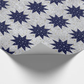 青い星と白い星と輝く金ゴールド星 ラッピングペーパー (角)
