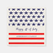 青い星と赤いストライプ星 スタンダードカクテルナプキン (正面)