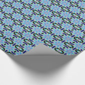 青い星と黒い楕円パターン紙 ラッピングペーパー (角)