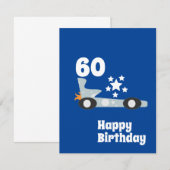 青い星のクルマ 60歳の誕生日おめでとう カード (正面/裏面)
