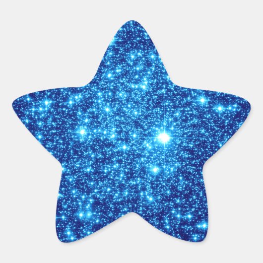青い星のグリッター 星シール (正面)