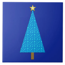 青い星のモダンなクリスマスツリー タイル
