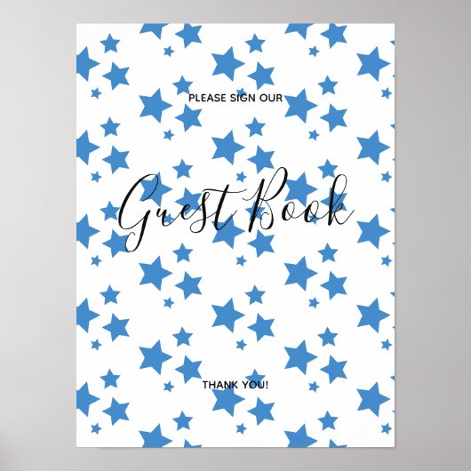 青い星のモダンなデザインのブックサイン ポスター (正面)