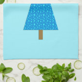 青い星のモダンクリスマスツリー キッチンタオル (折り畳み)