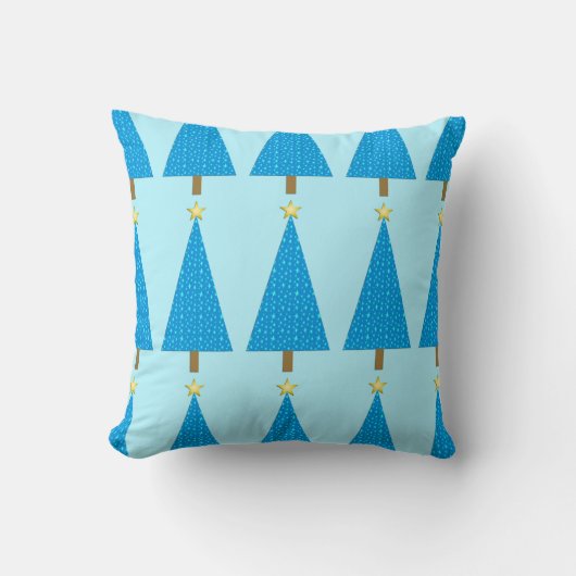 青い星のモダンクリスマスツリー クッション (正面)
