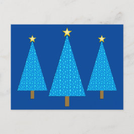 青い星のモダンクリスマスツリー シーズンポストカード