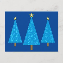 青い星のモダンクリスマスツリー シーズンポストカード