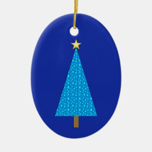 青い星のモダンクリスマスツリー セラミックオーナメント (正面)