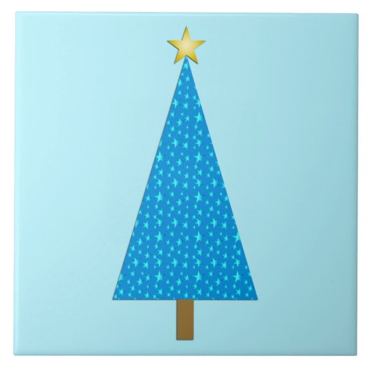 青い星のモダンクリスマスツリー タイル (正面)