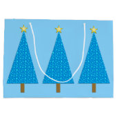 青い星のモダンクリスマスツリー ラージペーパーバッグ (裏面)