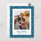 青い星の写真ホリデー ポストカード (正面/裏面)