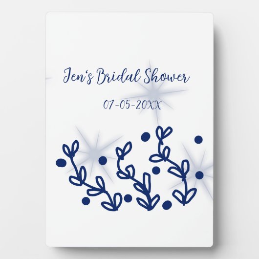 青い星の葉のロイヤルラグジュアリー ブライダルシャワー フォトプラーク (正面)