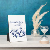 青い星の葉のロイヤルラグジュアリー ブライダルシャワー フォトプラーク (側面)