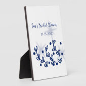 青い星の葉のロイヤルラグジュアリー ブライダルシャワー フォトプラーク (側面)