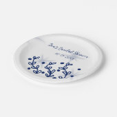 青い星の葉のロイヤルラグジュアリー ブライダルシャワー ペーパープレート (アングル)