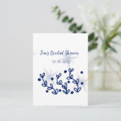 青い星の葉のロイヤルラグジュアリー ブライダルシャワー ポストカード (スタンド正面)