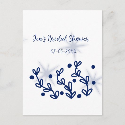 青い星の葉のロイヤルラグジュアリー ブライダルシャワー ポストカード (正面)